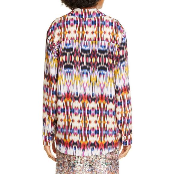 Le Superbe Button Down Blouse Ex Boyfriend Shirt Goa Goa Print – Size 0 / Small - Picture 4 of 14